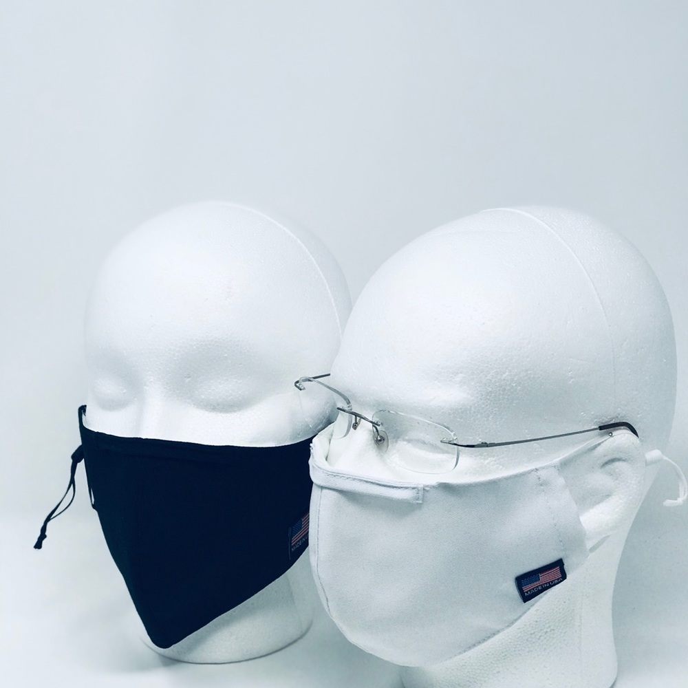 HAND MADE FACE MASK (UNISEX) WHITE ASLO BLACK. - Picture 2 of 7